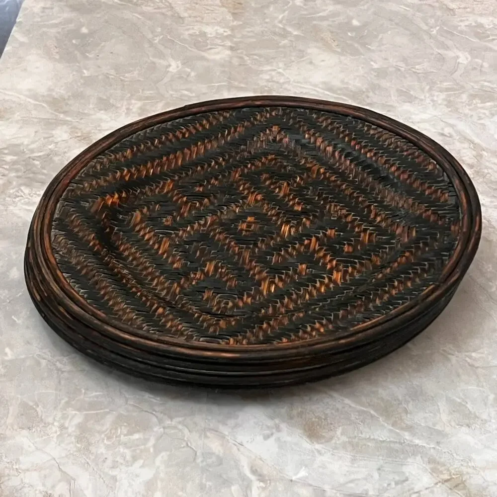 Pier One Imports Decorative Wicker Charger Plates Set of 4 12.5